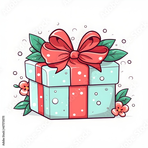 Charming Christmas Gift Box Illustrations on White Background