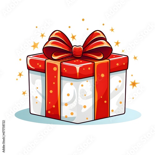 Charming Christmas Gift Box Illustrations on White Background