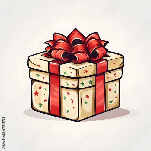 Charming Christmas Gift Box Illustrations on White Background