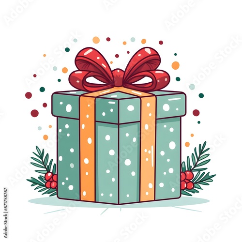 Charming Christmas Gift Box Illustrations on White Background