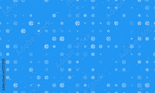 Seamless background pattern of evenly spaced white electrical board symbols of different sizes and opacity. Vector illustration on blue background with stars