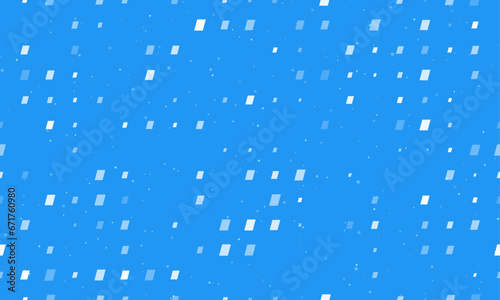 Seamless background pattern of evenly spaced white parallelogram symbols of different sizes and opacity. Vector illustration on blue background with stars