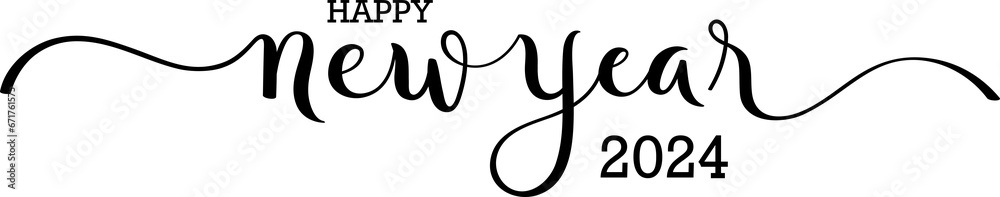 HAPPY NEW YEAR 2004 black brush calligraphy banner on transparent background HAPPY NEW YEAR 2004 black brush calligraphy banner on transparent background