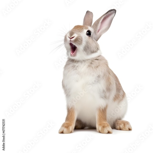 a rabbit with its mouth open