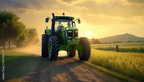 tractor on field road  photo
