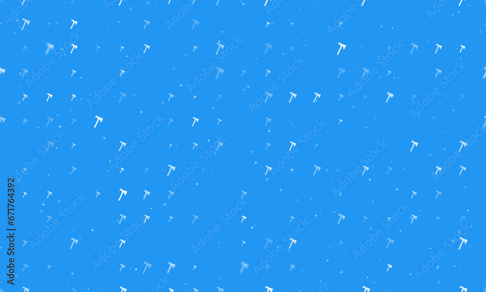 Seamless background pattern of evenly spaced white axe symbols of different sizes and opacity. Vector illustration on blue background with stars Seamless background pattern of evenly spaced white axe symbols of different sizes and opacity. Vector illustration on blue background with stars