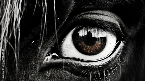 Foto a close up of a horse's eye with a horse's eye patch in the center of the eye