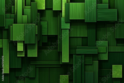 Backdrop with rectangular green shapes. Generative AI