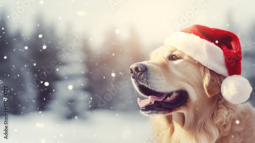 close-up portrait of a dog golden retriever labrador in winter on the snow