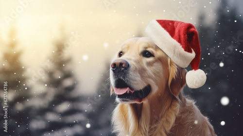 close-up portrait of a dog golden retriever labrador in winter on the snow