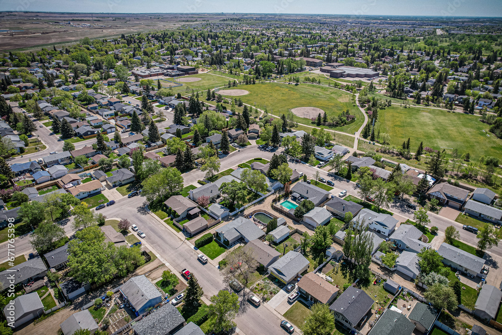 Aerial of the College Park neighborhood in Saskatoon