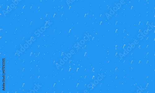 Seamless background pattern of evenly spaced white crowbar symbols of different sizes and opacity. Vector illustration on blue background with stars