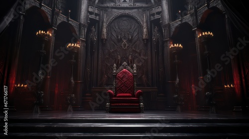majestic throne room decorated with patterns in the gloom photo