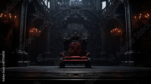 majestic throne room decorated with patterns in the gloom photo