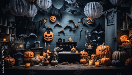 Photo of a Spooky Halloween Wonderland with Creepy, Festive, and Playful Decorations