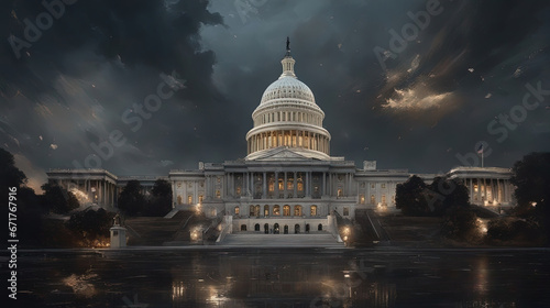 US Congress building at night