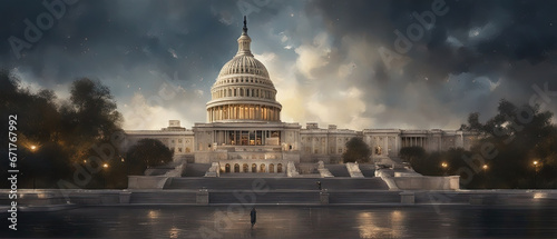 US Congress building at night