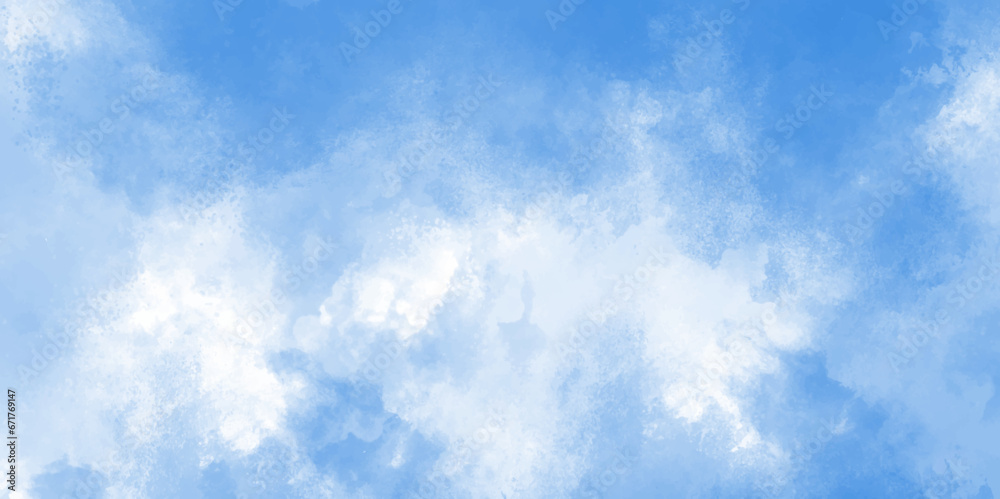 Creative and painted cloudy sky blue watercolor background, Pastel blue paper texture pattern Blurry and cloudy blue sky various natural clouds and smoke. beautiful cloudy blue Blurry and cloudy blue