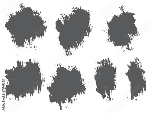 Collection of different black grunge brush stroke