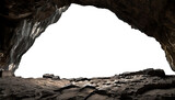 cave opening, mysterious den entrance in bright light, isolated on a transparent background. PNG, cutout, or clipping path.	
