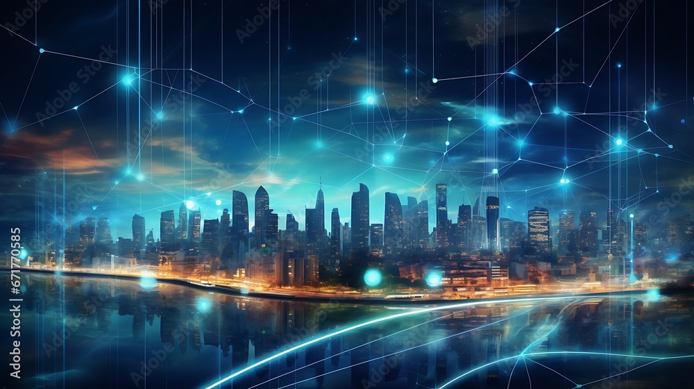 Digital city with high speed information and power grid. Digital community, smart society. DX, Iot, urban and rural nature areas digital network. digital society concept Digital city with high speed information and power grid. Digital community, smart society. DX, Iot, urban and rural nature areas digital network. digital society concept