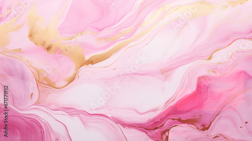 Abstract marble marbled marble stone ink painted painting texture luxury background banner - Pink waves swirls gold painted splashes lines