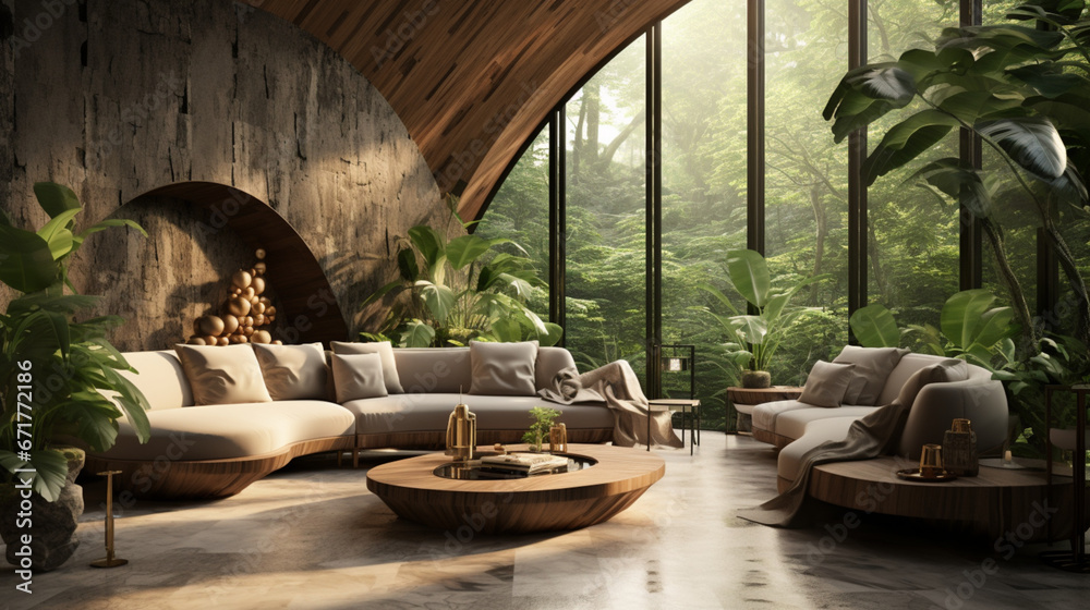 Fototapeta premium Natural materials wooden interior design