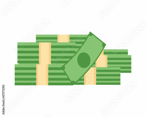 Huge packs of bank note money flat vector illustration