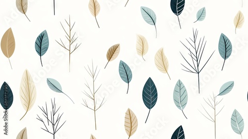  a bunch of different types of leaves on a white background with blue, green, and brown leaves on it. generative ai