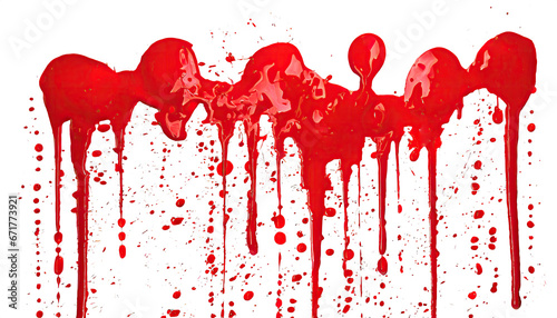 red paint splashes with drops, splash or spray. Ink, ketchup, blood or oil droplets, red and reflective. Top and sideview ketchup.	
 photo