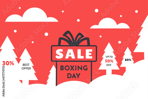 Wallpaper Mural Gift boxes, discount, price off. Winter Background. Boxing Day sale. Modern banner for shopping event promotion, sale, advertisement. Vector illustration for winter holiday, New Year, web Torontodigital.ca