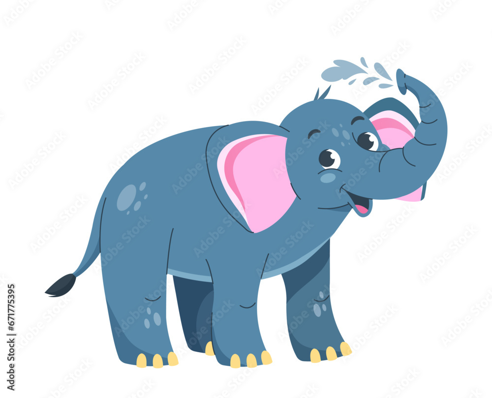 Cute elephant character vector sticker
