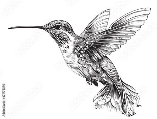 Hummingbird bird ,hand drawn sketch in doodle style illustration