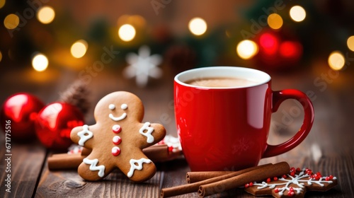 Gingerbread cookie and hot chocolate for Christmas