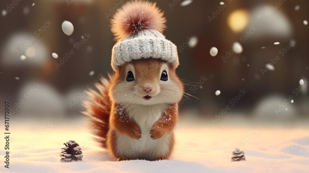 Cute Squirrel in Winter Snow Cute Squirrel in Winter Snow