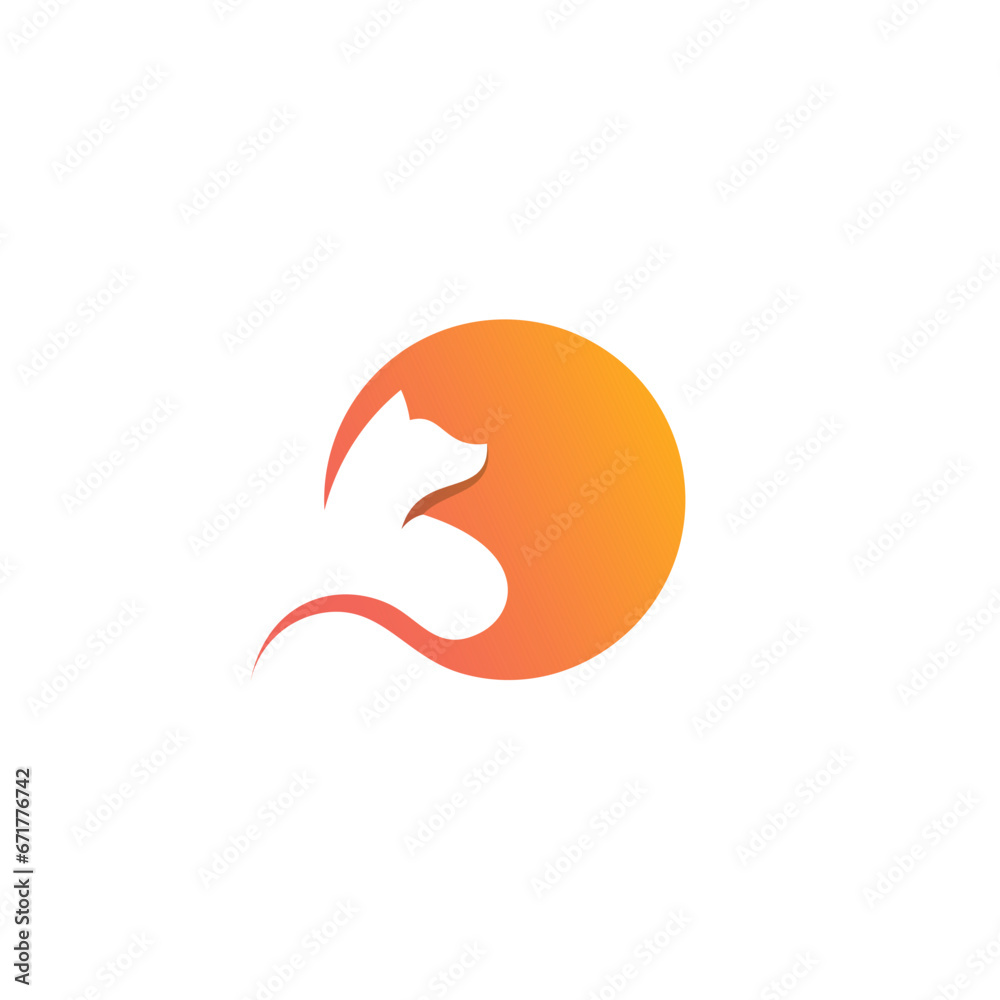 Fox Moon Logo Vector. Fox Illustration. Fox Icon
