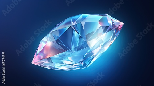 Close up of crystal blue diamond jewelry isolated background. AI generated image photo