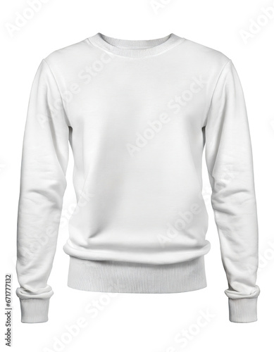 white front view tee sweatshirt sweater long sleeve on transparent background cutout, PNG file. Mockup template for artwork graphic © Transparent png