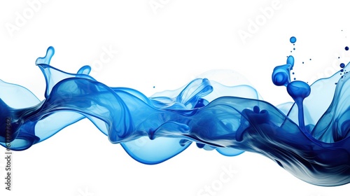 Blue liquid water splash isolated on white background. AI generated image