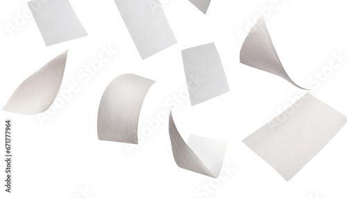 Many flying papers isolated on white