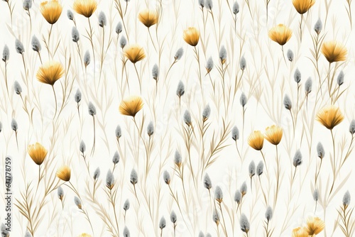 Fond de motif sans couture de prairie abstraite simpliste. IA générative, IA
