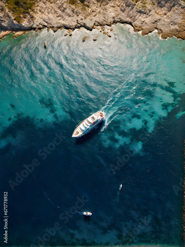 Aerial Photography: Boat at Sea. generative AI