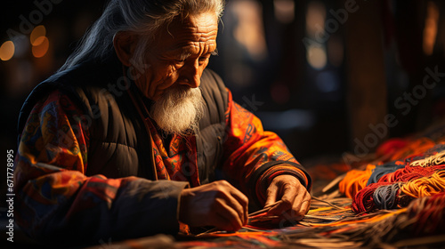 An artist painting intricate kites with vibrant colors and patterns before the festivities begin