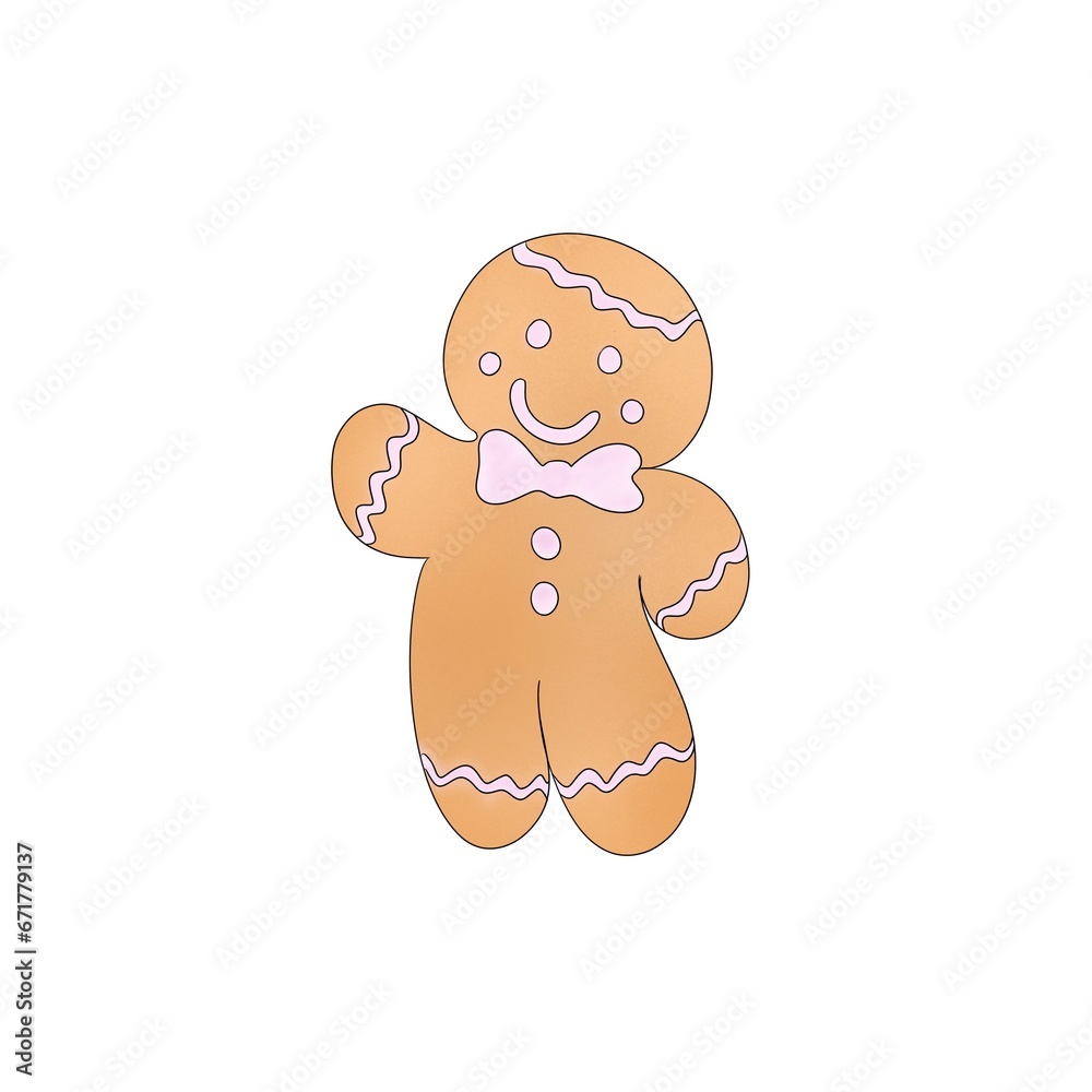 Obraz premium Gingerbread - Christmas sticker. Happy New Year Decoration. Merry Christmas Holiday. New Year and Xmas Celebration.