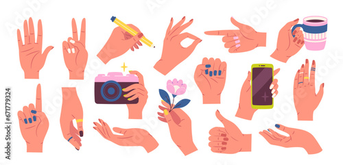Set of human hands vector