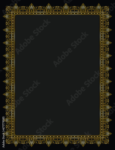 Golden elegant vertical decorative certificate border frame design vector template