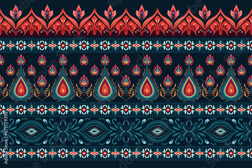 Abstract ethnic pattern flower design. Aztec fabric boho mandalas textile wallpaper. Tribal native motif African American sari elegant embroidery vector background 
