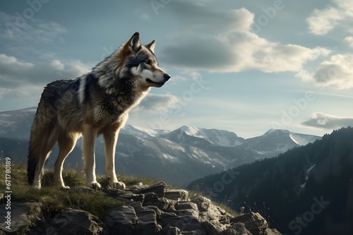 A lone wolf, a symbol of both grace and resilience in the wilderness.