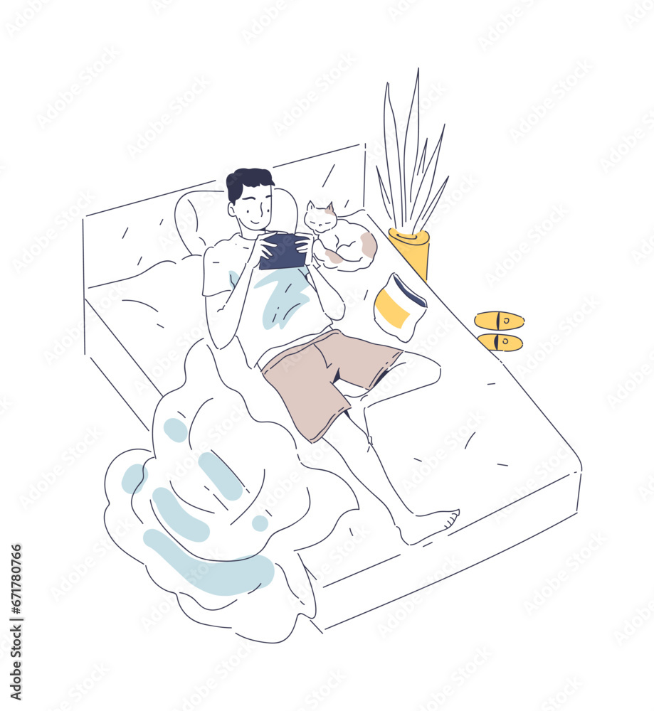 Fototapeta premium Happy single life linear vector concept