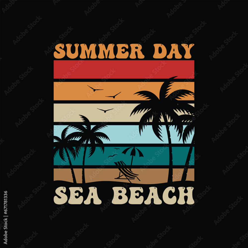 vector summer day sea beach vector design